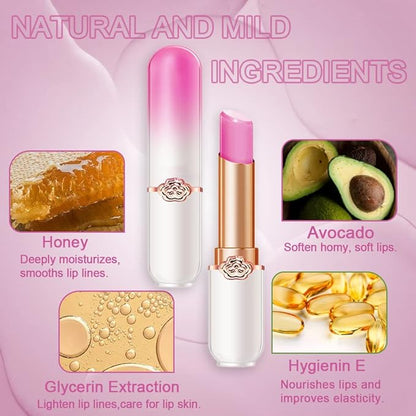 evpct 2Pcs Grape Tinted Lip Balms PH Lip Color Changing Lipstick Balm Stain Gift Set Queen for Women Girls Korean Mood Long Lasting Color Change Light Pink Lipstick Lip Tint Makeup Lip Plumper Gloss