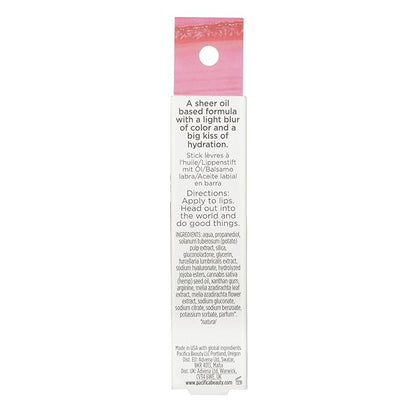 Pacifica Glow Stick Lip Oil Rosy Glow Sheer Rose Hydrating Lip Tint Balm, Moisturizing Glossy Oil for Dry Lips, Vitamin E Enriched, Non-Sticky Natural Shine, Vegan & Cruelty-Free Clean Beauty .14 oz