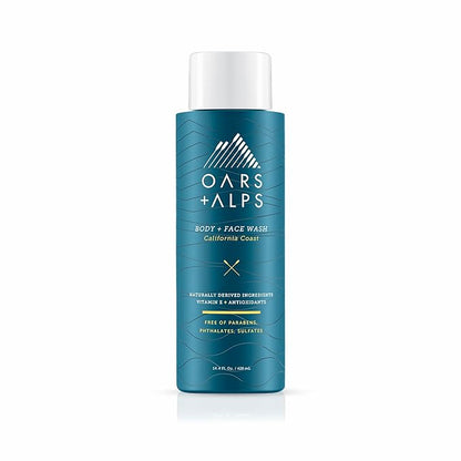 Oars + Alps Men's Moisturizing Body and Face Wash, Skin Care Infused with Vitamin E and Antioxidants, Sulfate Free, California Coast, 1 Pack
