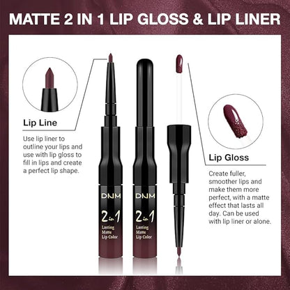 Kaely 2-in-1 Matte Lipstick and Lip Liner, Liquid Lip Stain Makeup for women Long Lasting Waterproof Smudge Proof, labiales matte mate larga duracion listip 24 hours originales, 17 Deep Red
