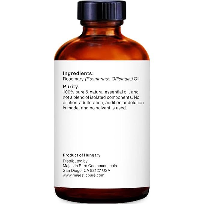 Majestic Pure Rosemary Essential Oil with Glass Dropper - 1 Fl Oz - 100% Pure and Natural Rosemary Oil - Premium Grade Essential Oils for Diffuser, Aromatherapy, Soap and Candle Making