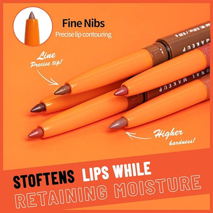 Matte Lip Liner Pencil for Shaping Lips, Retractable Creamy Brown Crayon LipLiner Pencil, Long Lasting Waterproof Lipstick Lip Liner Makeup, Vegan Beauty 05#