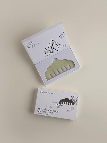 Mount Lai Hand-Carved Natural Jade Gua Sha Scalp Comb – Scalp Massager & Scraping Guasha Tool for Relaxation, Blood Circulation & Cooling