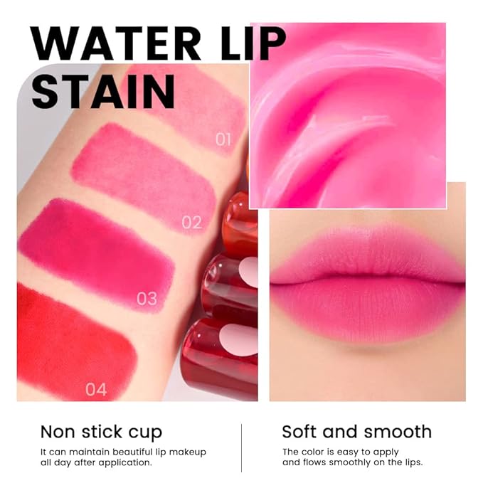 evpct 2Pcs Apple Strawberry Korean Water Pink Red Lip Tint Lip Inks Stain Set for Lips Cheeks Long Wear tintas de labios tinte para labios tinta de labios de larga duracion duración