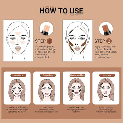 evpct 4 Colors Contour Stick Makeup Set Concealer Stick Cream Contouring Palette Makeup Kit for Beginners Nose Bronzer Sticks Liquid Contour Face Highlighter Makeup 02+03