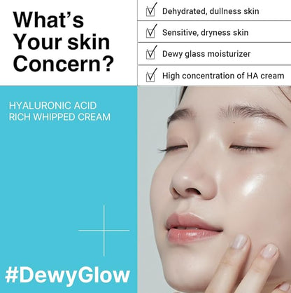 HEIMISH RX Hyaluronic Acid Rich Whipped Cream - Deep Moisturizer for Sensitive and Dry Skin, Daily Face Cream, Lightweight, with Hyaluronic Acid, Panthenol, Korean Skincare, 50ml (1.69 fl. oz)