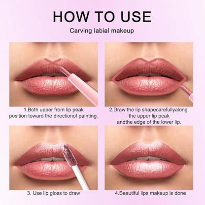 evpct Pine Red Metallic Glitter Lip Liner and Lipstick Combo Lip Gloss Stain Set Makeup for Women Long Lasting Waterproof 24, Warm Pink Metallic Shimmer Frosted Iridescent Shiny Liquid Lipstick 09