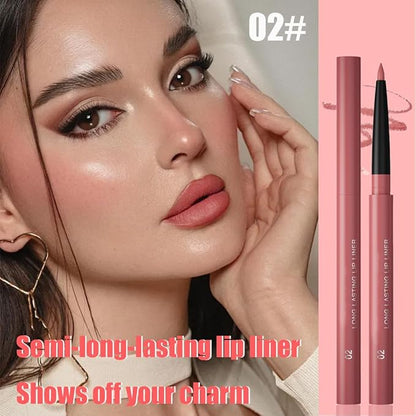 Gel Lip Liner Pencil for Women, Nude Peach Matte Long Lasting Lip Liner Lipstick 24 Hour, High Pigmented Lips Makeup Retractable Liners Waterproof Smudge Proof, Vegan & Cruelty-Free 02