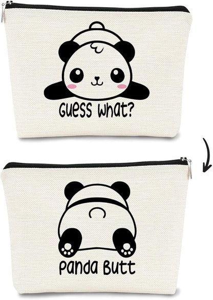 Cute Baby Panda Guess What It's Pug Butt Makeup Bag,Funny Cartoon Cute Panda Cosmetic Bag Best Gift Idea for Panda Loves,Birthday Christmas for Girls Women, Makeup Case for Teen Girls Daughter