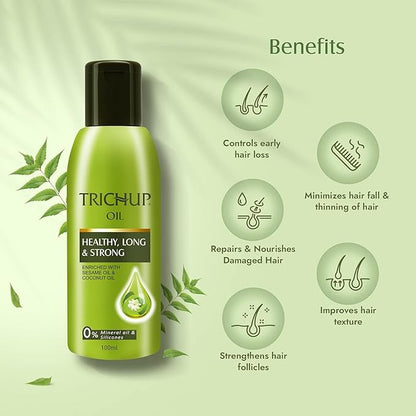Herbal Hair Growth Oil with Neem, Aloe Vera, Coconut & Sesame | Ayurvedic Anti Hair Fall Treatment for Women & Men | Strengthens Roots, Reduces Breakage, Healthy Hair – Pack of 2 (3.38 fl.oz Each)