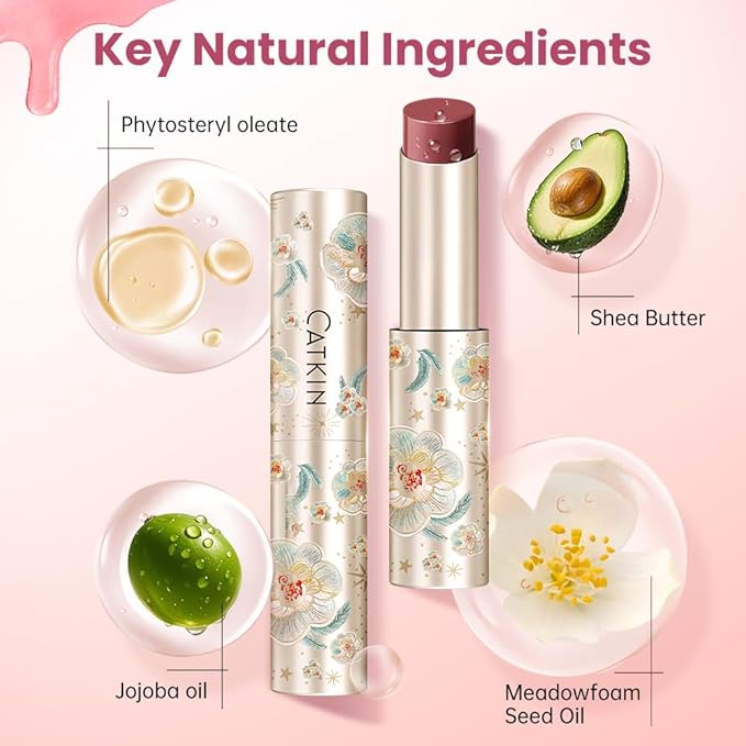 CATKIN Glossy Lip Balm Ultra Hydating Glow Lip Tinted Jelly Plumping Melting Balm Shea Butter Repair Soothing For Dry Lips 0.12 oz C08 MAPLE