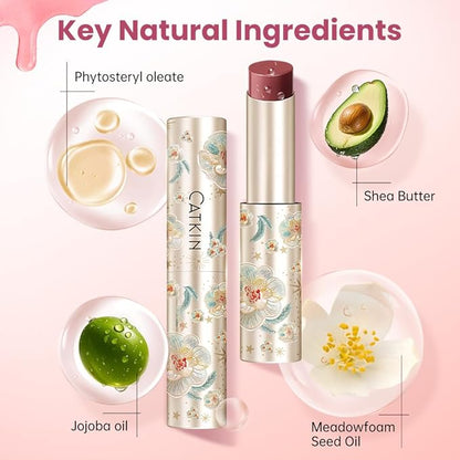 CATKIN Glossy Lip Balm Ultra Hydating Glow Lip Tinted Jelly Plumping Melting Balm Shea Butter Repair Soothing For Dry Lips 0.12 oz C08 MAPLE