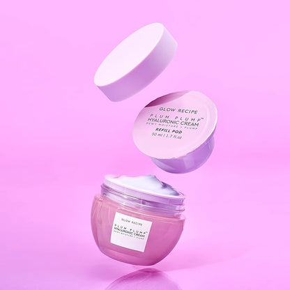 Glow Recipe Plum Plump Hyaluronic Acid Face Cream, Refill - Hydrating, Firming & Plumping Facial Moisturizer for Women & Men - Korean Skin Care with Polyglutamic Peptides for Dry Skin Wrinkles (50ml)