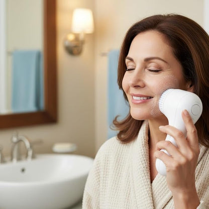 Microtree Electric Facial Cleansing Brush, Sonic Vibrating Rechargeable Face Scrubber Exfoliator, 2 Speeds for Gentle Clean, Face Brushes for Cleansing, Waterproof Face Wash Brush