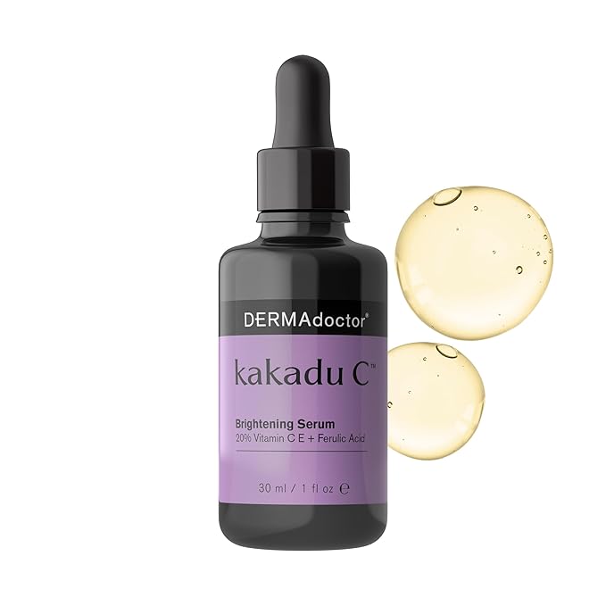 DERMAdoctor Vitamin C Face Serum 20% Vitamin C, Vitamin-E, Ferulic Acid, Ascorbic Acid Concentrated Dermatologist-Formulated Anti-Aging, Hydrating & Discoloration Correcting Serum for Face -1.0 fl oz