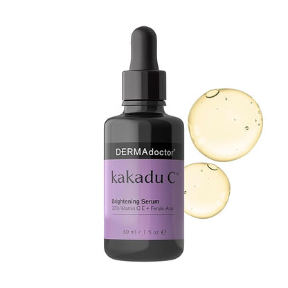 DERMAdoctor Vitamin C Face Serum 20% Vitamin C, Vitamin-E, Ferulic Acid, Ascorbic Acid Concentrated Dermatologist-Formulated Anti-Aging, Hydrating & Discoloration Correcting Serum for Face -1.0 fl oz