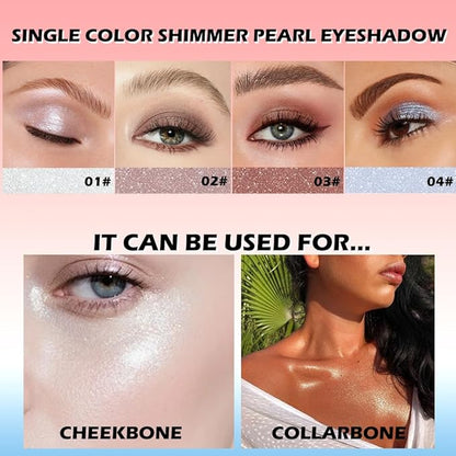 Light Blue Shimmer Single Eye Shadow Palette Makeup with Mirror,Neutral Powder Monochrome Eyeshadow for Older Women,Waterproof Long Lasting Naturing-Looking sombras para ojos