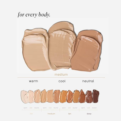 Tinge Tint Body Makeup, Water and Transfer Resistant Up to 48 Hours, Buildable Medium Coverage Body Foundation or Bronzer with Amino Acids, Tattoo Cover Up Makeup, 3.38 FL Oz - Medium Warm