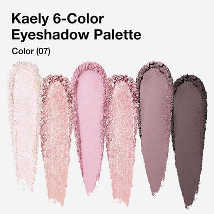 evpct 6 Colors Eye Shadow Palette Makeup for Older Women Green Eyes, Nude Pink Mauve Rose Gold Black Coffee Sparkle Shimmer Glitter Matte High Pigment Mini Travel Eyeshadow Palette, Built in Mirror