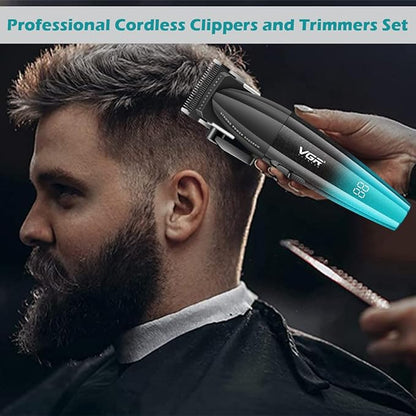 VGR 640S3 Professional 3 in 1 Hair Cutting Kit, 9000RPM Hair Clippers for Men Professional Hair Trimmer & Foil Shavers Set, Cordless Mens Barber Combo for Home, for Him(Green)