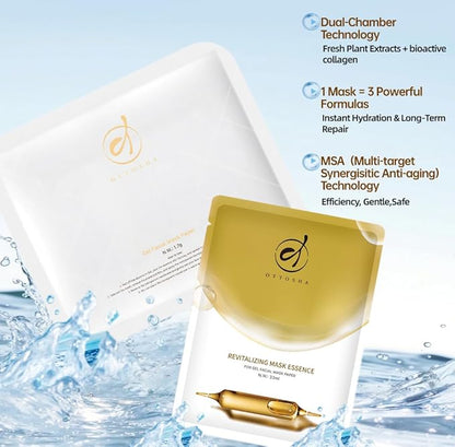Bioactive Collagen Revitalizing Facial Mask for Women & Men Skin Care SPA,1+1 Packs Separated Essence and Powder Membrane, Moisturizing,Soothing,Repair,Firming, Anti-Aging (1 pair)