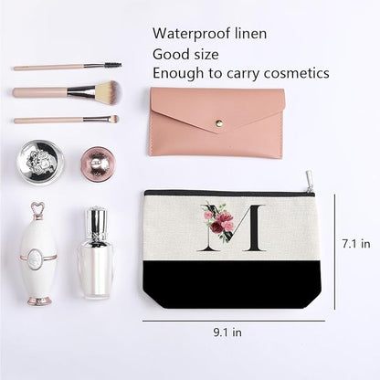 Initial Makeup Bag, Personalized Gifts for Women, Personalized Makeup Bag, Bridesmaid Gifts, Cosmetic bags for Women (Letter M)