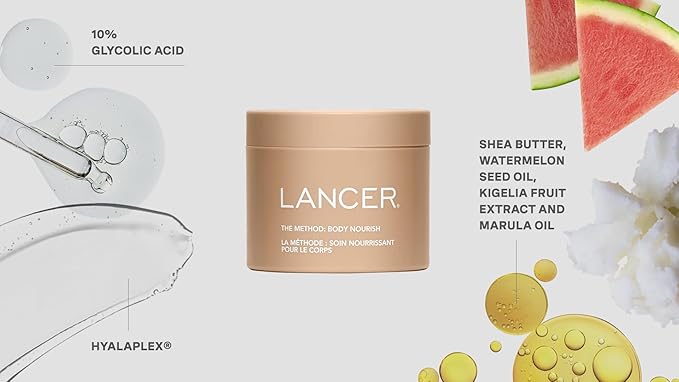 Lancer New Skincare The Method: Body Nourish Cream with 10% Glycolic Acid, Anti-Aging Body Lotion for Dry Skin, 8.1 Fluid Ounces 8.1 Fl Oz (Pack of 1)