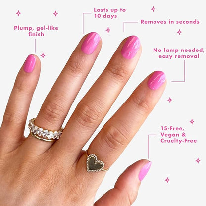Olive & June Long Lasting Nail Polish | Gel-Like Finish No Lamp Needed | Lasts up to 10 days | Salon-Quality Color at Home | 15-Free Vegan Cruelty-Free Chip-Resistant Shine | Grateful & Kind Pure Pink