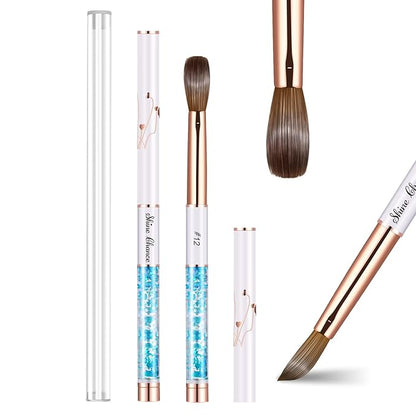 Acrylic Nail Brush Size 12, 100% Real Kolinsky Art Nail Brush for Acrylic Powder Application, Handmade Women Manicure Nail Extension Tool for Professional DIY Home Salon and Beginners