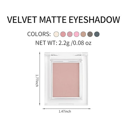 Erinde Single Matte Eyeshadow Palette, Velvet Eye Shadow Compact Powder Natural Makeup, Long-Lasting Eye Makeup, Ultra-Blendable, Pigmented Color, Vegan Formula, H08 Pale Mauve