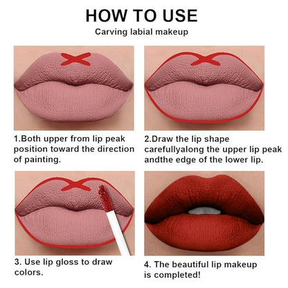 evpct 2Pcs Vivid Red Matte Lip Liner and Lipstick Combo Set for Women, Red Lip Combo Set Liquid Lips Stick Gloss and Lipliner Stain Set Long Lasting Waterproof, Lips Makeup 24 Hours labiales originale