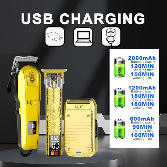 Professional Cordless Hair Clippers Kit - Rechargeable Trimmer for Men with Precision Blades & Accessories | Barber-Grade Home Haircut Set