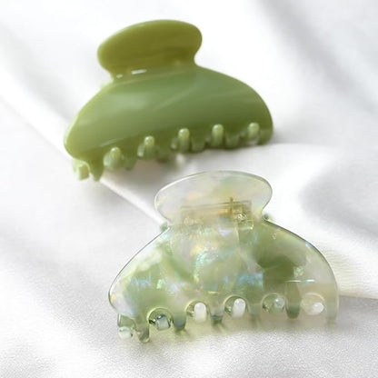 Handmade Celluloid Acetate French Design Barrettes Tortoise Shell Claws Hair Claw Luxury Fashion Accessories Hair Clip for Women (transparent green)