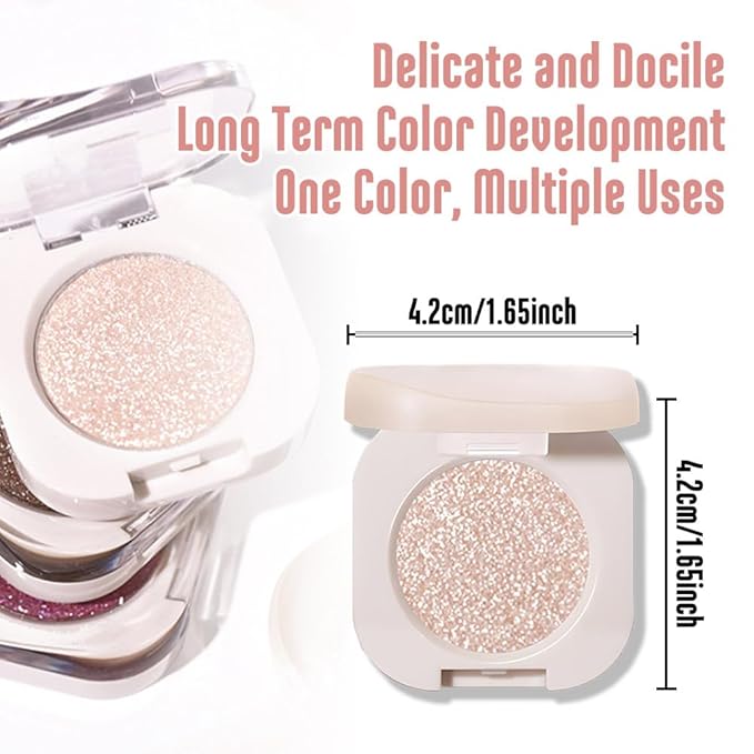 Monochrome Glitter Eyeshadow - Light Brown Shimmer Eye Shadow, Talc-Free, Paraben-Free, Cruelty-Free, Long-Lasting Single Eyeshadow Palette for Everyday & Special Occasions 11#