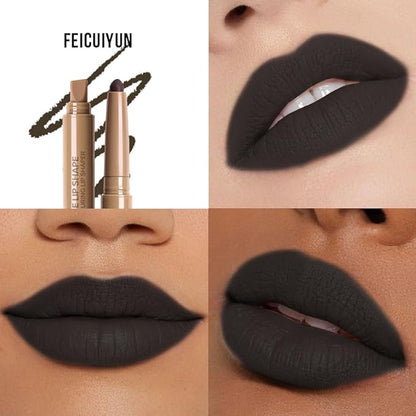 Matte Crayon Lip Liner Pencil, Deep Green Lip Liners Lipstick For Women Halloween Birthday Party Wear, Plump Creamy Formula With Silicone Smudger for Define Contours & Sculpting Lip