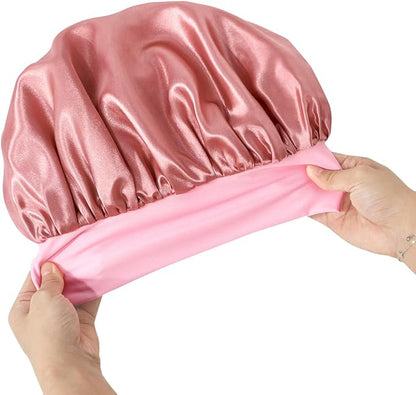 GDTOGRT Satin Silk Bonnet for Sleeping Women - Double Layer Sleep Hair Bonnets Caps for Curly Braid Hair with Tie Band