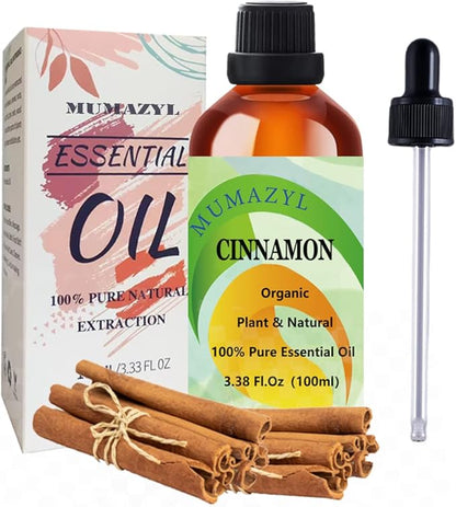 Cinnamon Essential Oil Cinnamon Oil 3.38 Fl Oz 100ML for Diffuser Humidifier Yoga Cleaning DIY Candle Soap Making Essential Oils 1 Pack