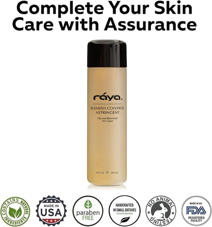 RAYA Blemish Control Astringent (705), Facial Toner for Very Oily and Break-Out Skin, with Vitamin B Complex to Balance pH and Helps Regulate Oil Production, Cruelty & Paraben Free - 8 fl oz