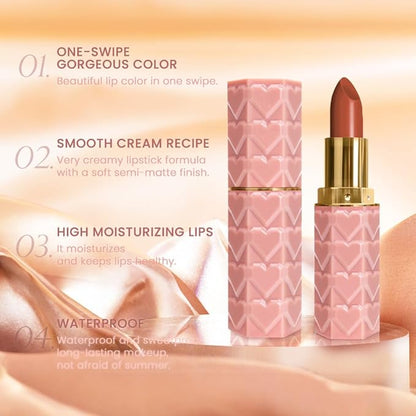 3 Pcs Matte Velvet Lipstick for Women Set,Nude Long Lasting Matte Lip Stick 24H Waterproof for Girls Natural Lip Makeup,Matte Non-Stick Lipstick Makeup for Women,labiales magicos 24 horas originales