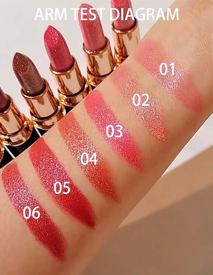 Metallic Pink Glitter Lipstick for Women,Glitter Diamond Shiny Shimmer Nude Lip Gloss Long Lasting Sparkling Waterproof Matte Lipgloss Lipstick,High Pigmented Tinted Red Lipstain Lip Color Makeup -02