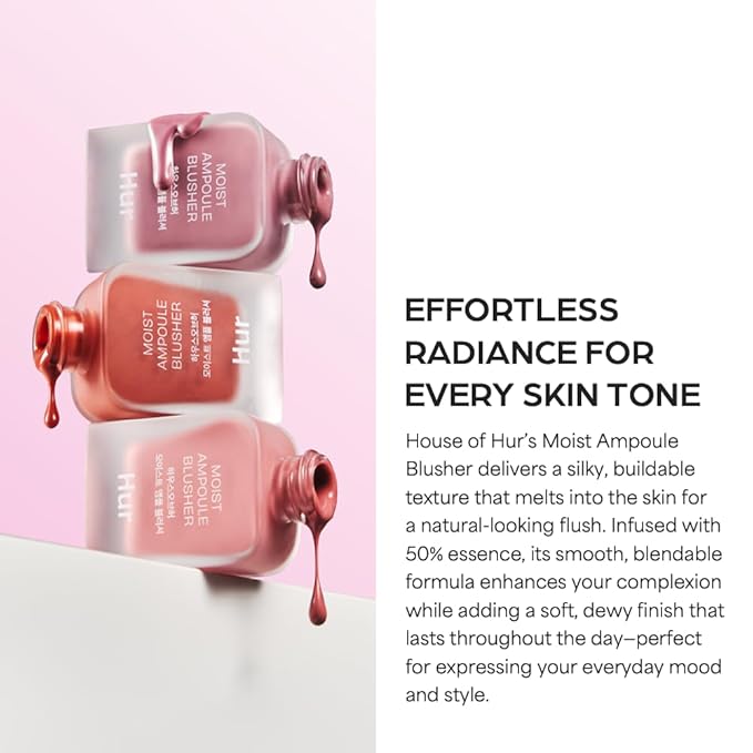 House of Hur Moist Ampoule Blusher with 50% Moisture Essence | Hydrating & Long-Lasting Blush | 0.68fl.oz (9 Shades) (Cherry Blossom)