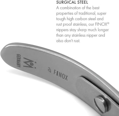 GERMANIKURE Standard Professional Cuticle Trimmer - 1/4 Quarter Jaw Nipper - Ethically Made in Germany - FINOX Stainless Steel Sharp Cuticle Remover in Leather Case – Manicure Tool, r173, 3mm