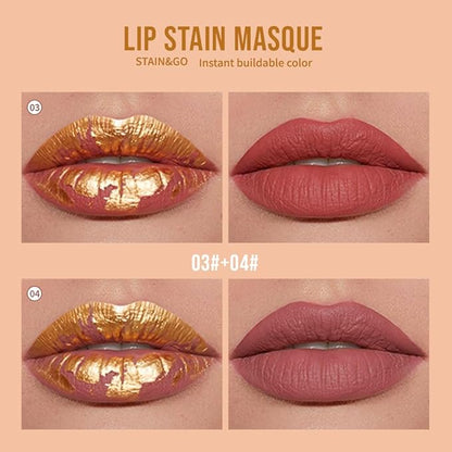 Lip Stain Peel Off Masque - Peel Off Lip Stain Tattoo, Peel-Off Lip Tint，Long Lasting Waterproof Transfer-proof Lip Mask Lips Stain Peel Off Lip Gloss,Stay Lip Makeup 03+04