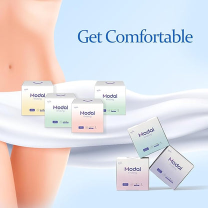 MODAL Pads for Women, Unscented Daily Thin Sanitary Pads for Period with Wings, 9.5 Inch(240 mm), Regular, 8 Count