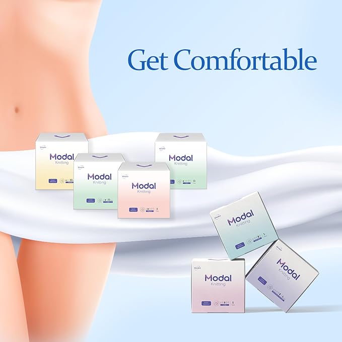 MODAL Heavy Flow Pads for Women Overnight, Unscented Sanitary Pads for Period with Wings, 14.1 Inch(360 mm), Overnight, 5 Count
