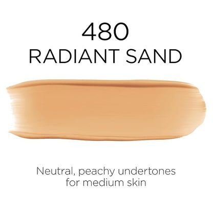 L'Oreal Paris Makeup Infallible Up to 32 Hour Fresh Wear Lightweight Foundation, 480 Radiant Sand, 1 Fl Oz, Packaging May Vary
