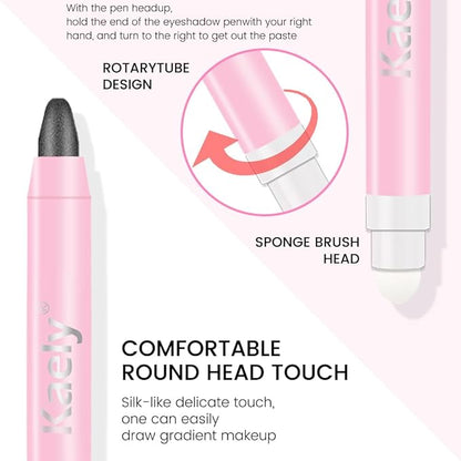 Kaely 2in1 Cream Eye Shadow Brightener Sticks for Eyes, Pencil Eyeshadow Applicator Stick Waterproof Pigmented, Eye Shadow Palette Highlighter Makeup, sombras para ojos, 03 Pearl Black Shimmer