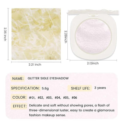 Light Pink Cream Glitter Shimmer Metallic Eyeshadow Palette Makeup, Natural Single Mini Instant Holographic Eyeshadow For Women, Sombras Crema Para Ojos, Talc, Paraben & Cruelty Free