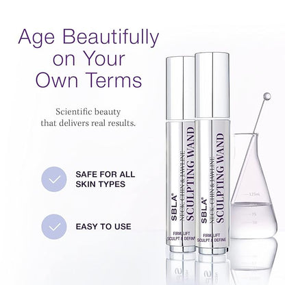 SBLA Beauty - Neck, Chin & Jawline Sculpting Wand - Pack of 2 * 0.7 Fl Oz / 20mL - Lifts & Firms the Neck, Chin, Jawline & Decollete - Reduces Lines & Wrinkles - Smooths, Tightens Sagging Skin