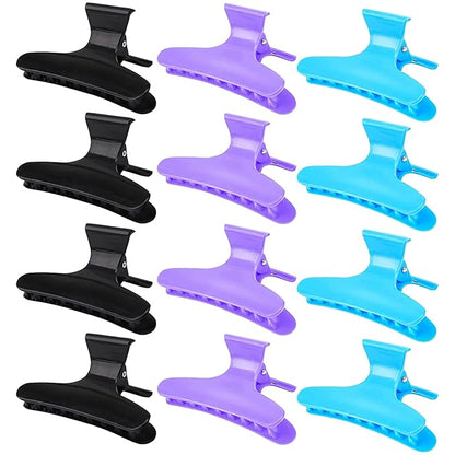 Ondder Hair Clips, 12 Pack - Butterfly Hair Clips Clamps Claws Pro Salon Hair Clips for Cutting, Styling, Sectioning, Coloring Hair - Hair Accessories for Women Girls